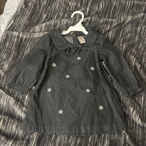 OshKosh B'gosh Charcoal Gray Girls Dress with Peter Pan Collar